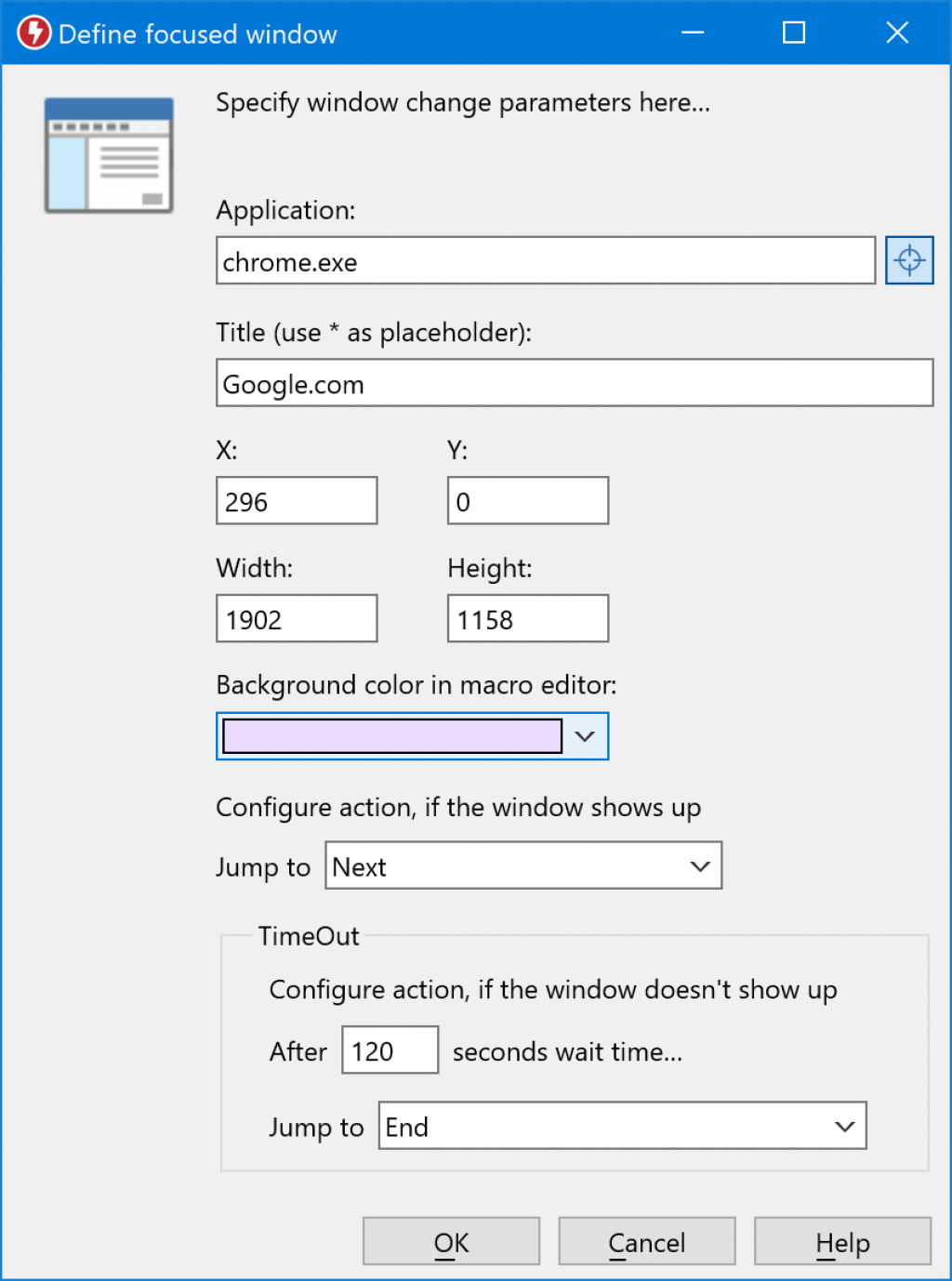 Macro Recorder can branch to specific parts of your script in case of time-outs. Macro Recorder can branch to specific parts of your script in case of time-outs.