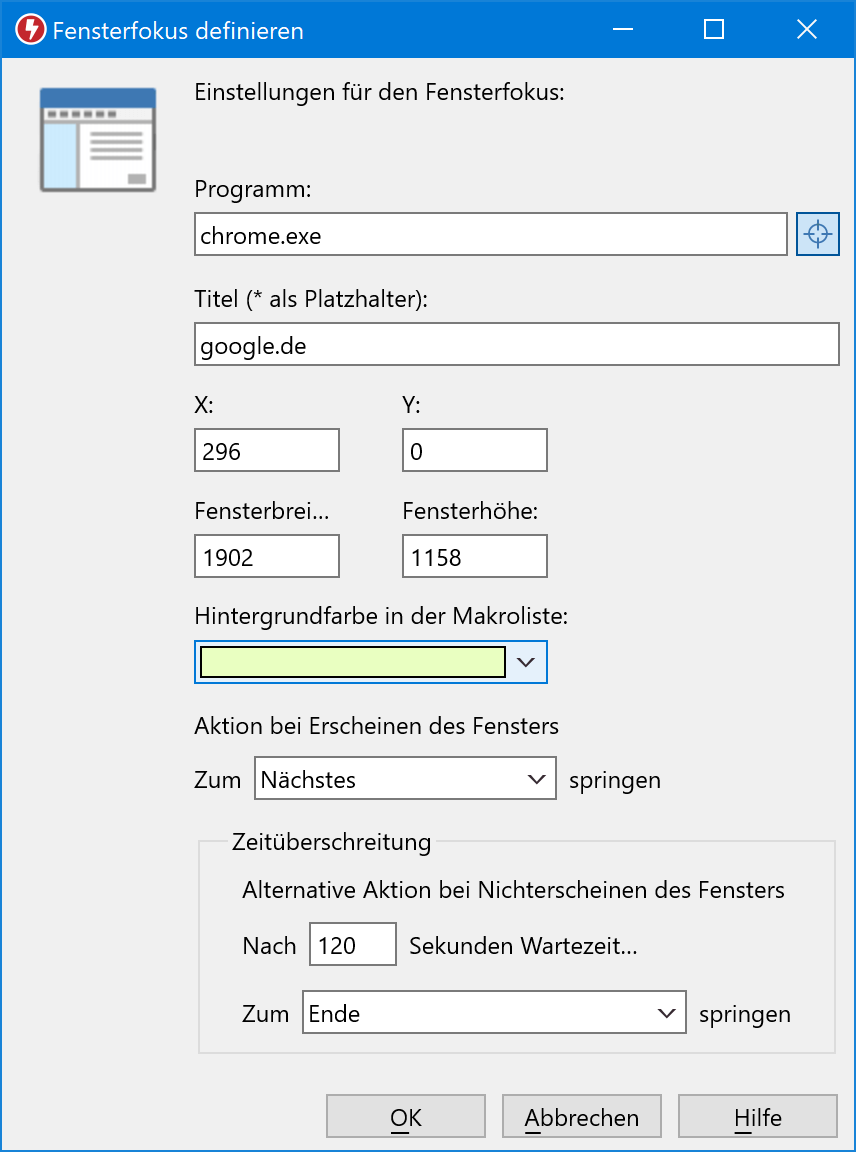 Macro Recorder kann nach Ablauf einer Wartezeit zu bestimmten Bereichen Ihres Skripts springen.